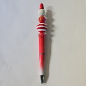 Red and White Beaded Pen